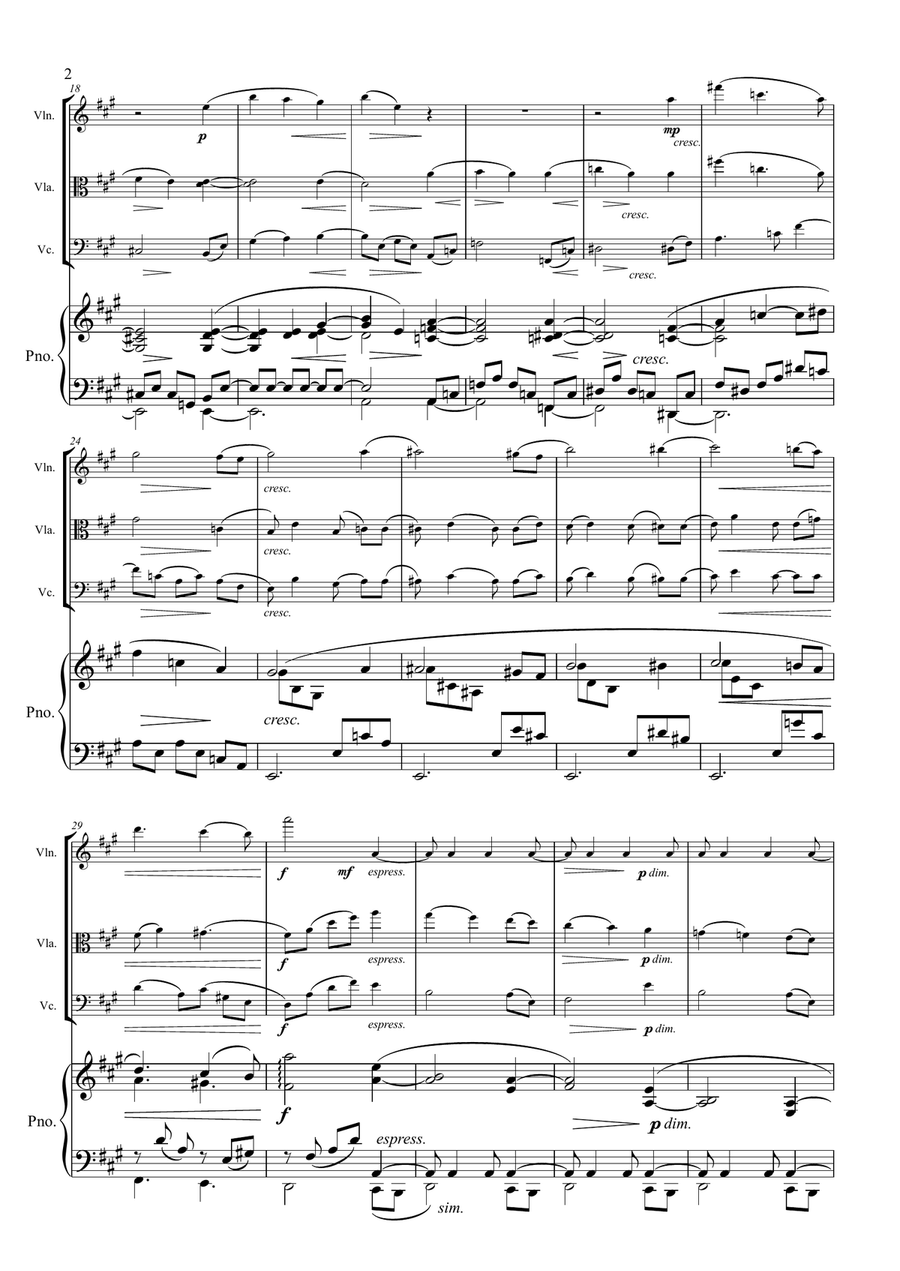 Brahms - Intermezzo Op.118 No.2 - Piano Quartet - Violin Viola Cello Piano Piano Quartet scores gallery preview page 2