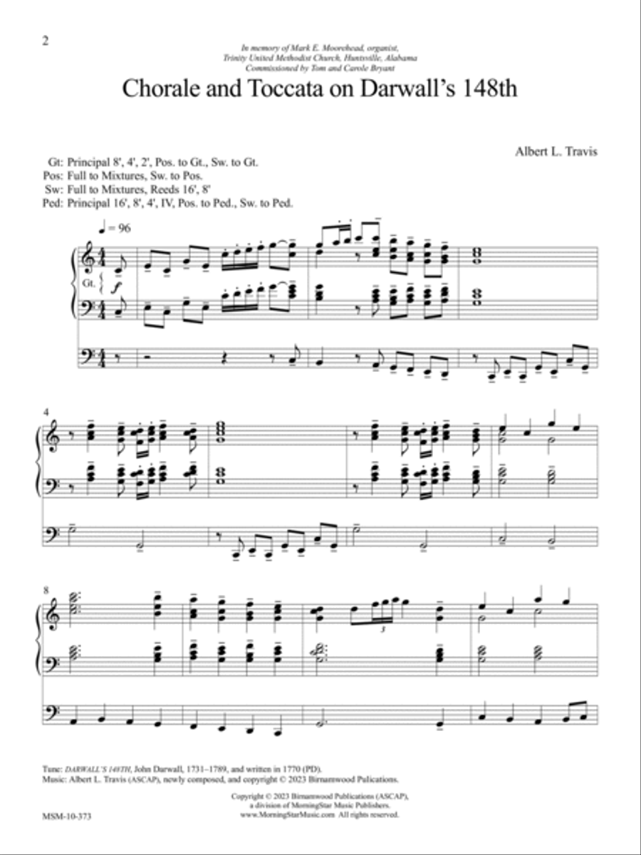 Chorale and Toccata on Darwall's 148th Organ Solo scores gallery preview page 2