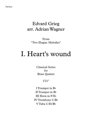 Book cover for Two Elegiac Melodies "I. Heart's wound" (Edvard Grieg) Brass Quintet arr. Adrian Wagner