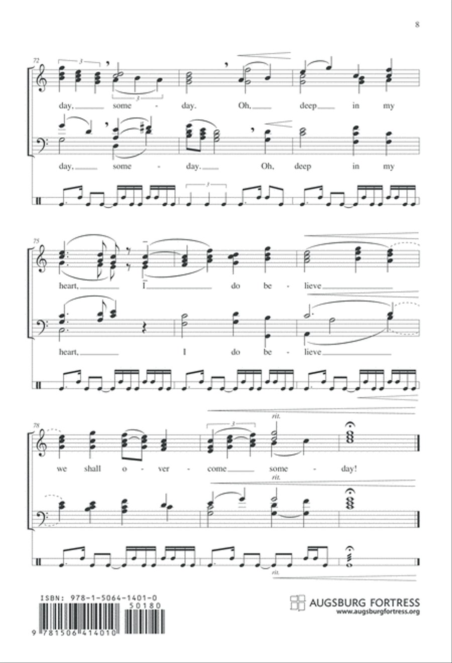 We Shall Overcome 4-Part scores gallery preview page 9