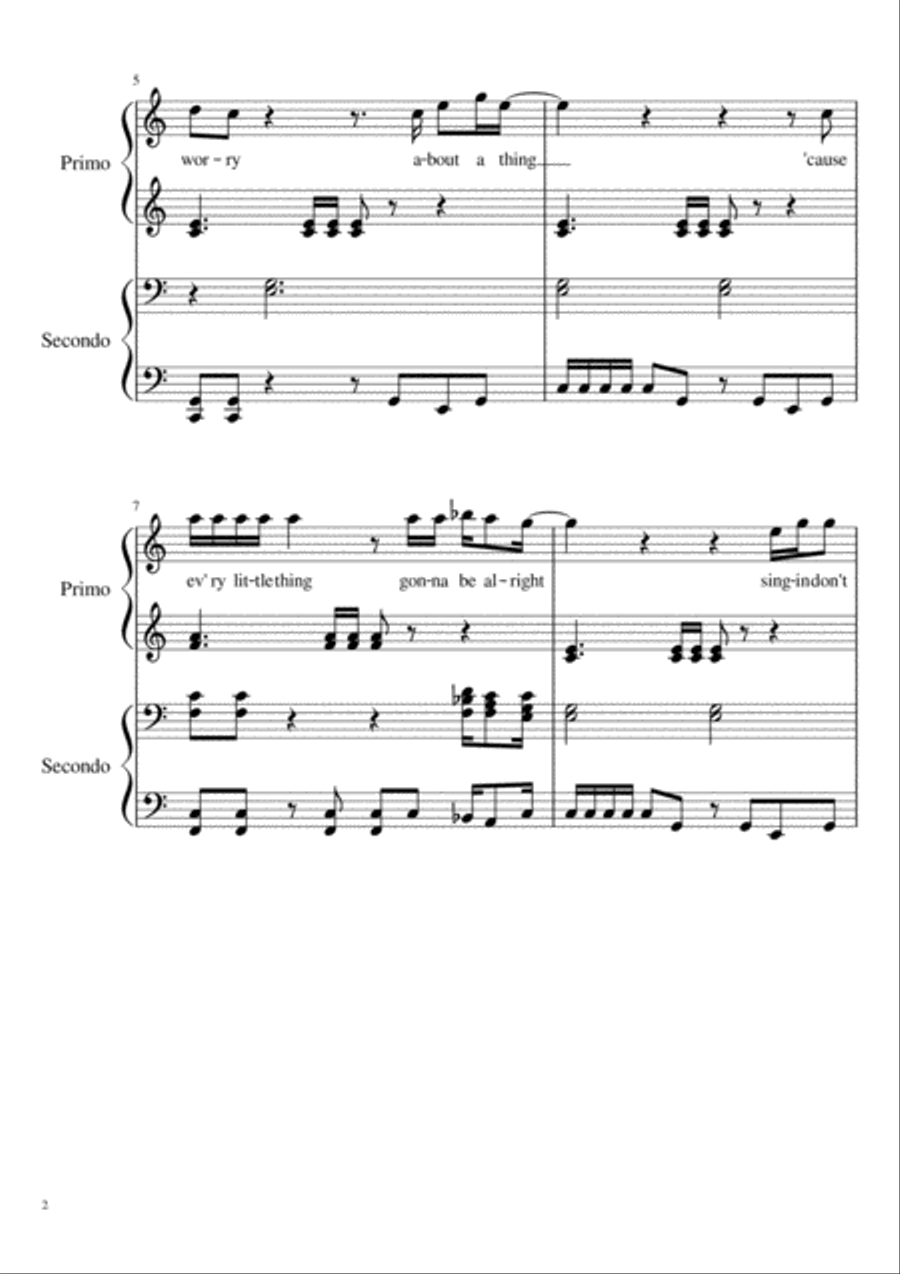 Three Little Birds Piano scores gallery preview page 2