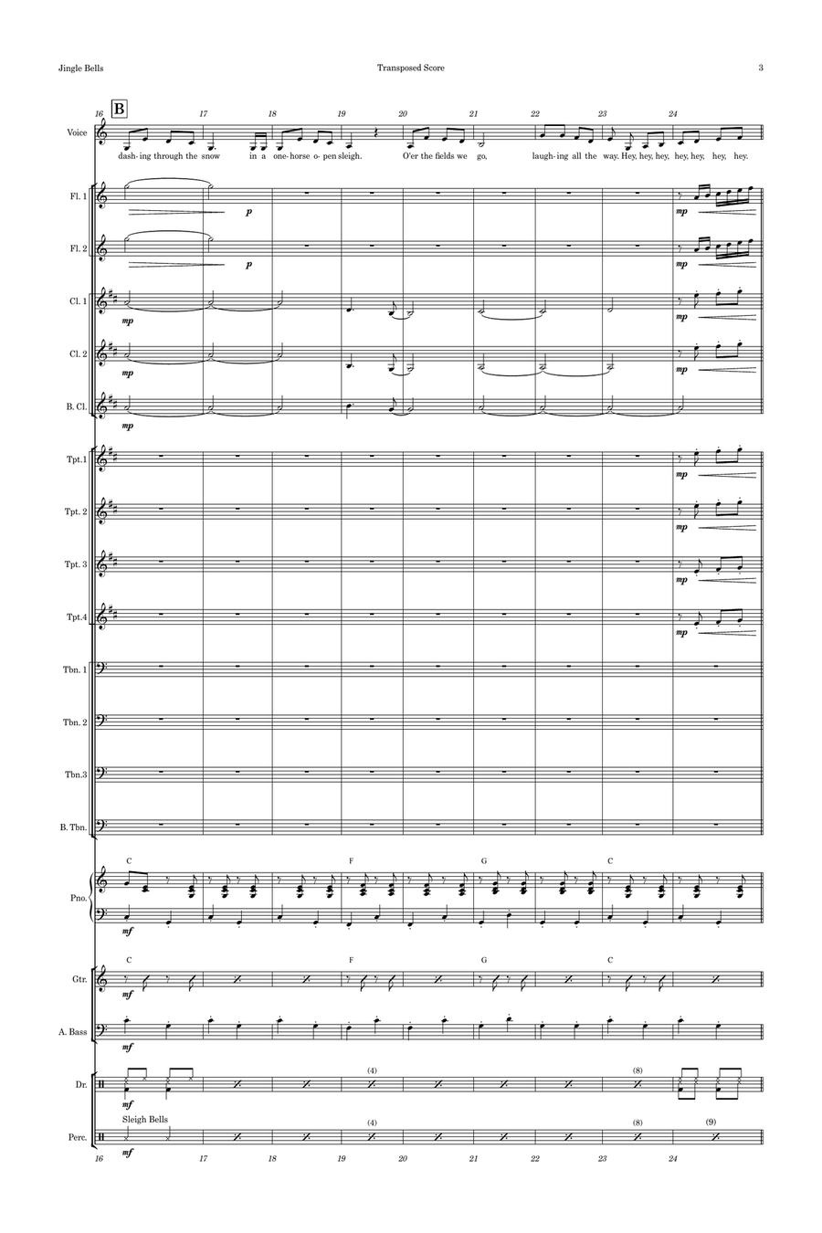 Jingle Bells Female Vocal with Big Band Key of C Jazz Ensemble scores gallery preview page 3