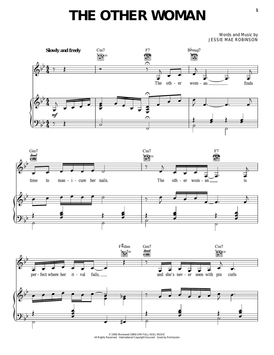 The Other Woman Piano, Vocal, Guitar scores gallery preview page 1