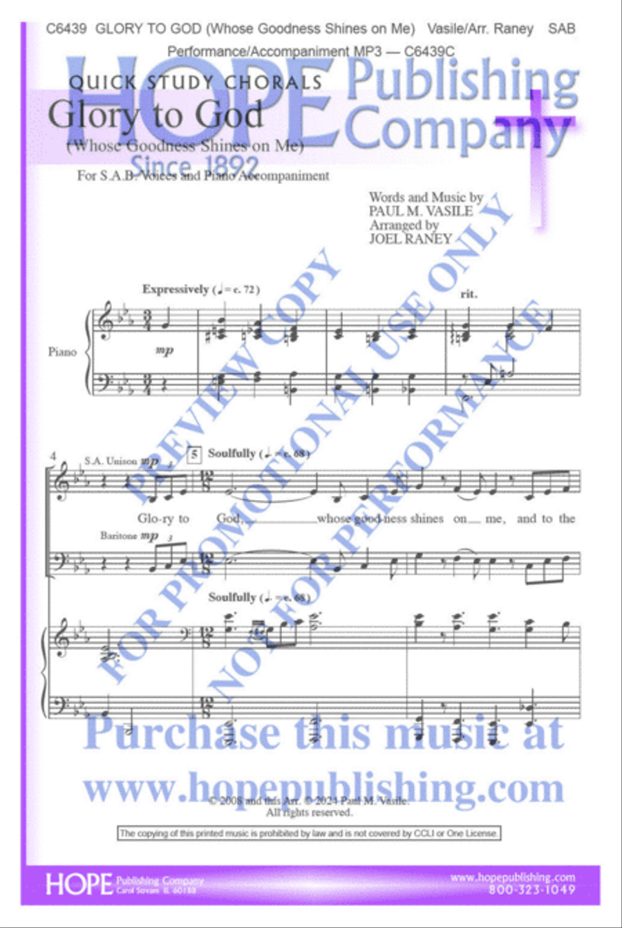 Glory to God (Whose Goodness Shines on Me) 3-Part scores gallery preview page 2