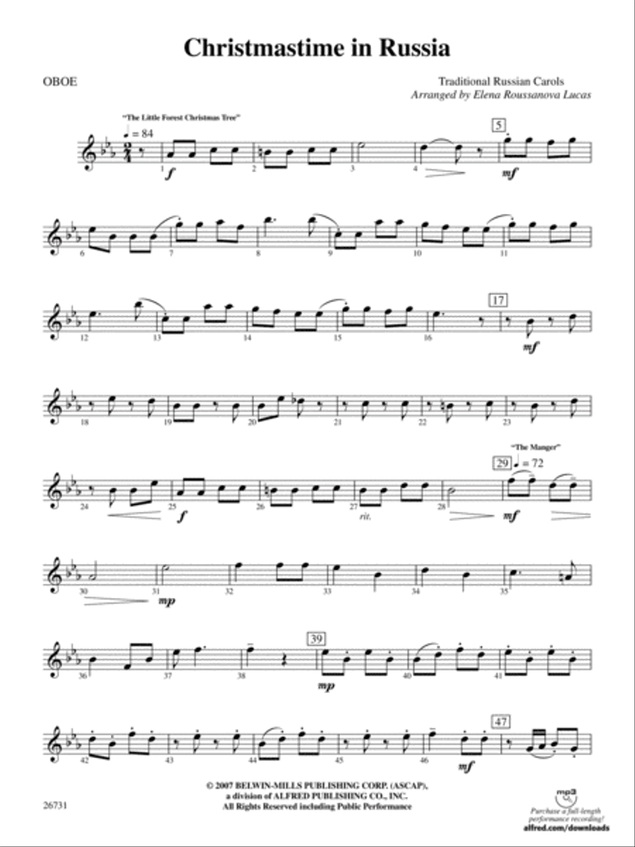 Christmastime in Russia: Oboe Concert Band scores gallery preview page 1