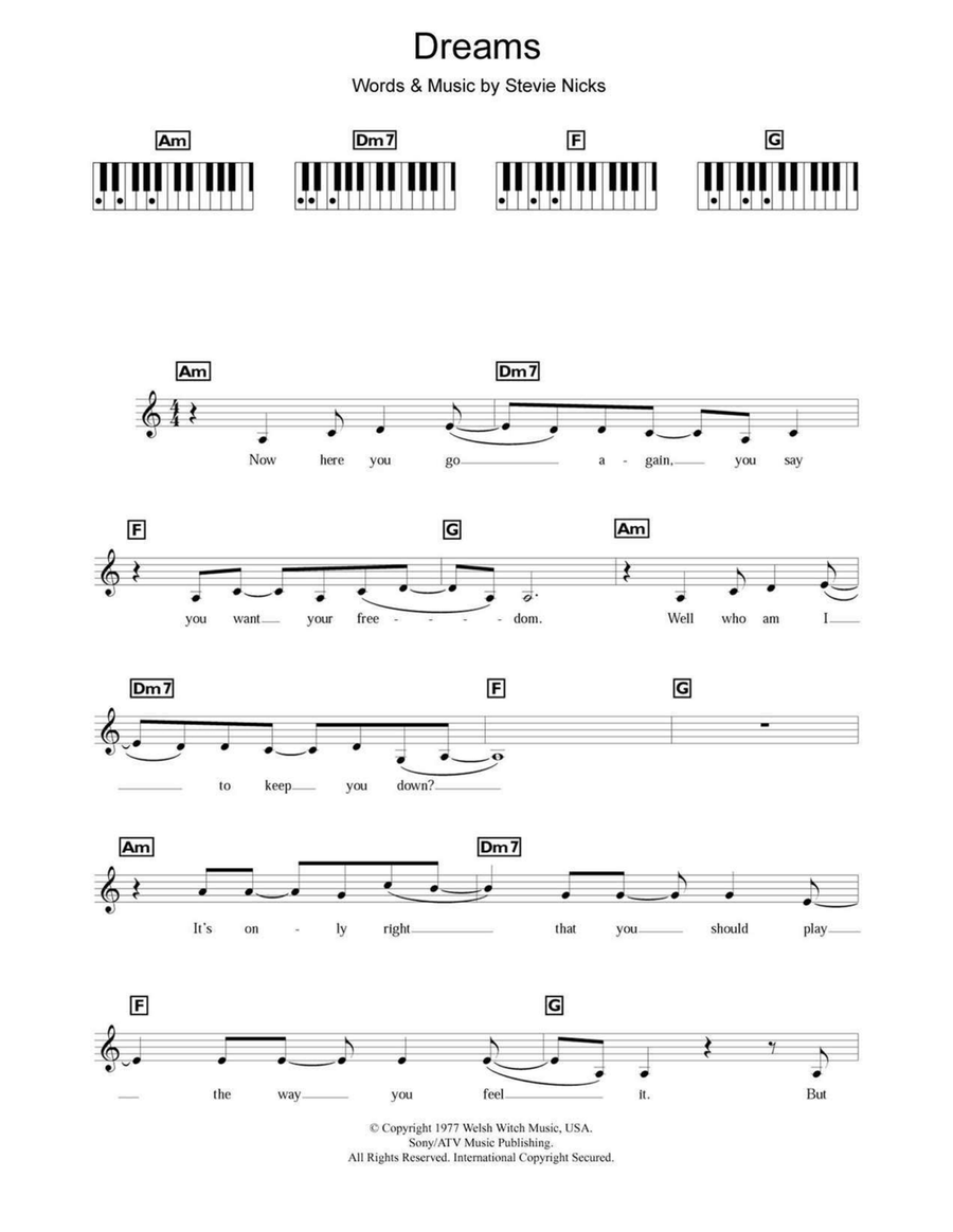 Dreams Piano scores gallery preview page 1
