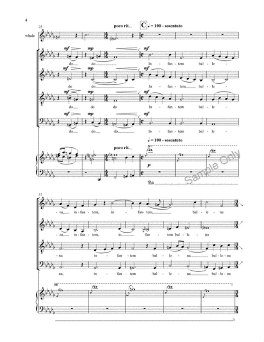 Mother Whale Lullaby 4-Part scores gallery preview page 4
