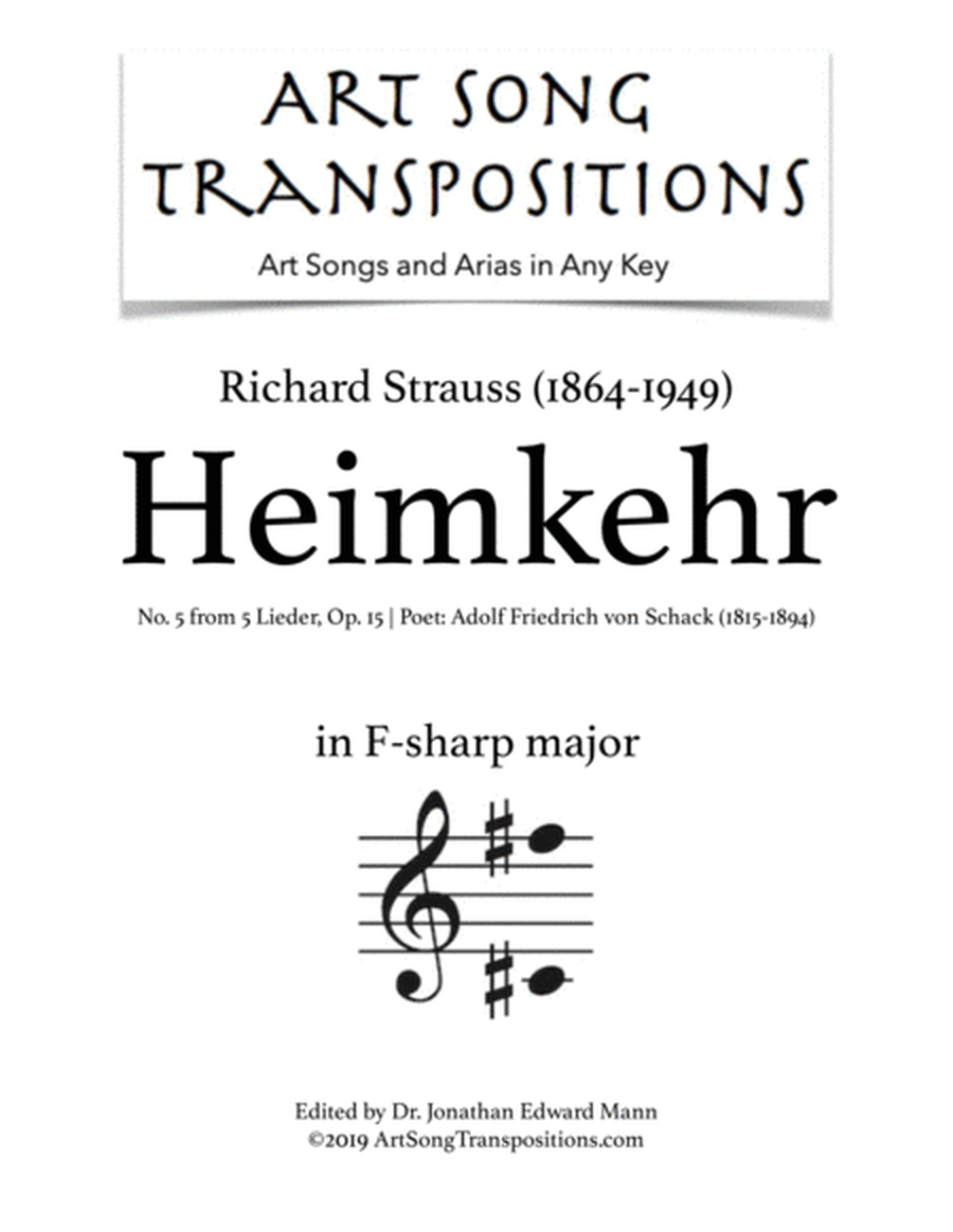 STRAUSS: Heimkehr, Op. 15 no. 5 (transposed to F-sharp major)