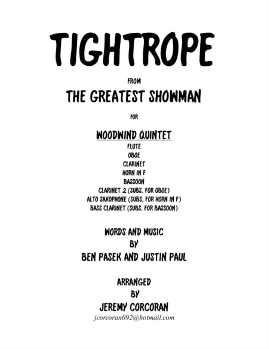 Tightrope Woodwind Quintet scores gallery preview page 1
