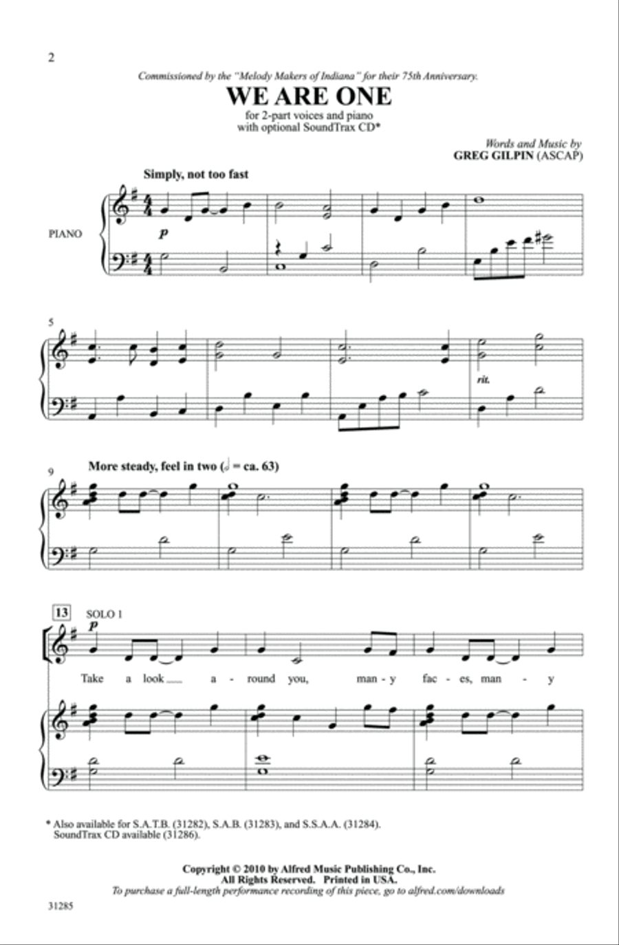 We Are One 2-Part scores gallery preview page 2