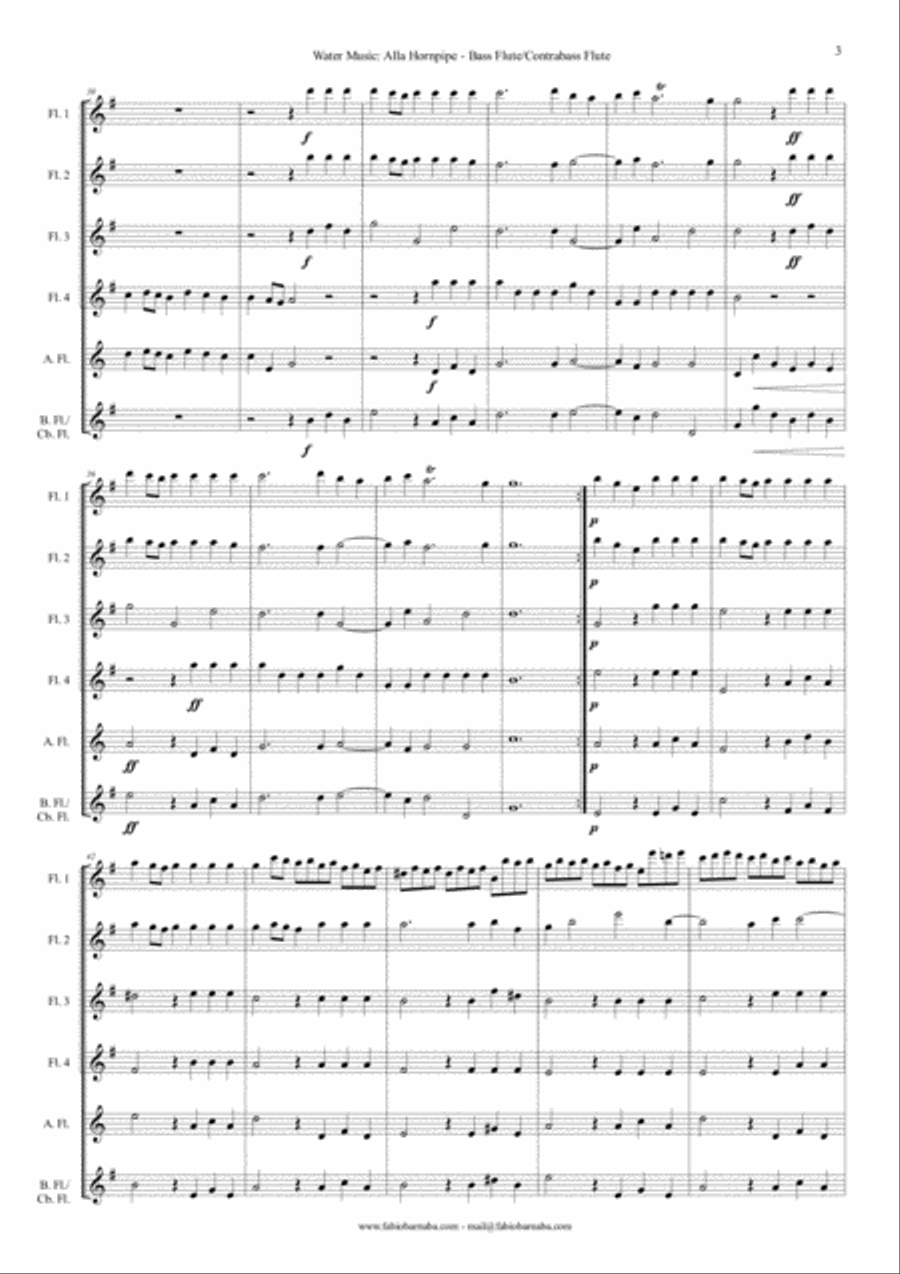 Water Music - Alla Hornpipe - for Flute Choir Flute Choir scores gallery preview page 4
