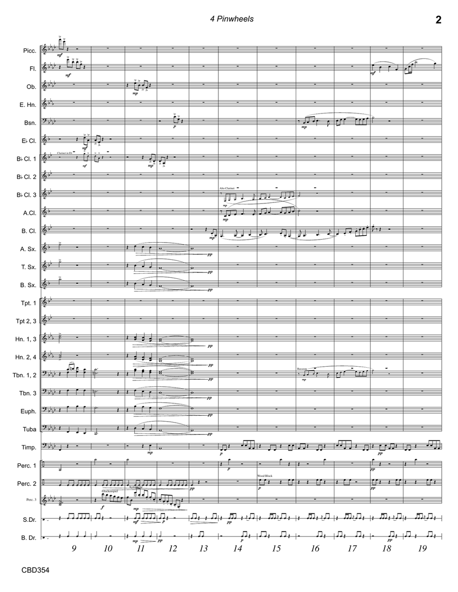 4 PINWHEELS original composition for CONCERT BAND. Grade 4 Concert Band scores gallery preview page 2