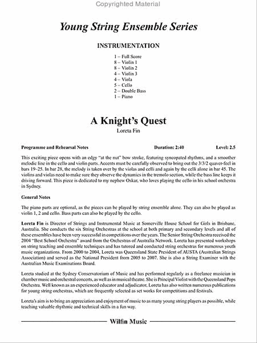 A Knight's Quest String Orchestra scores gallery preview page 2