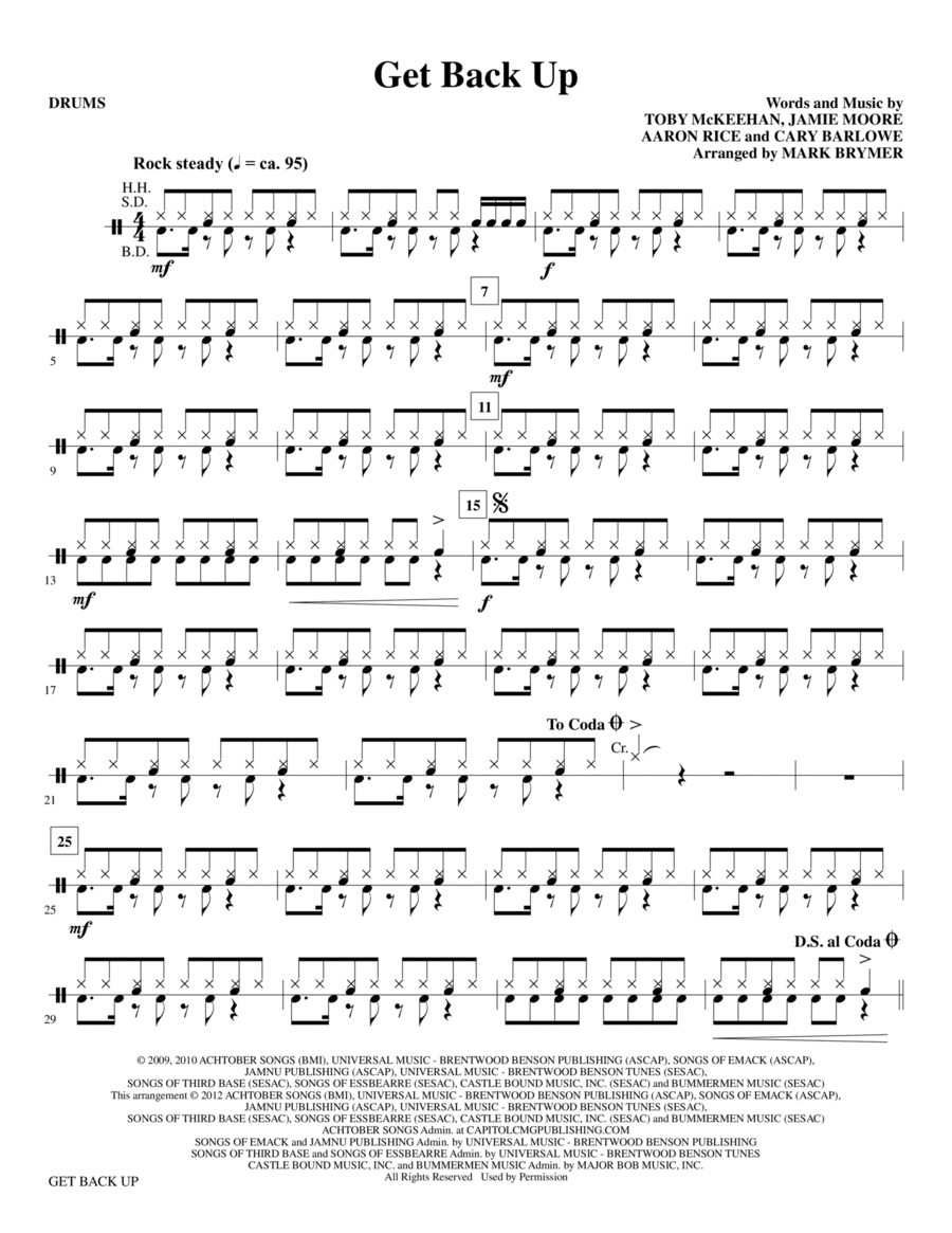 Get Back Up - Drums Get Back Up - Drums Choir scores gallery preview page 1