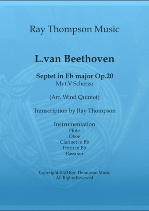 Book cover for Beethoven: Septet in Eb major Op.20 Mvt.V Scherzo - wind quintet