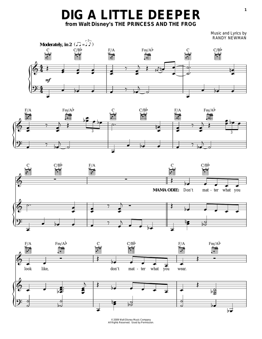 Dig A Little Deeper Piano, Vocal, Guitar scores gallery preview page 1