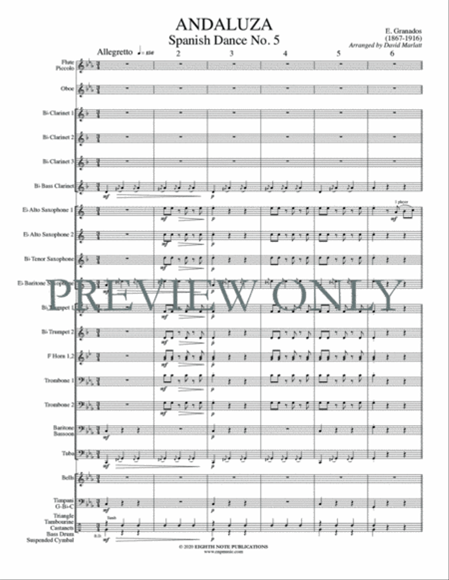 Andaluza -- Spanish Dance No. 5 Concert Band scores gallery preview page 4
