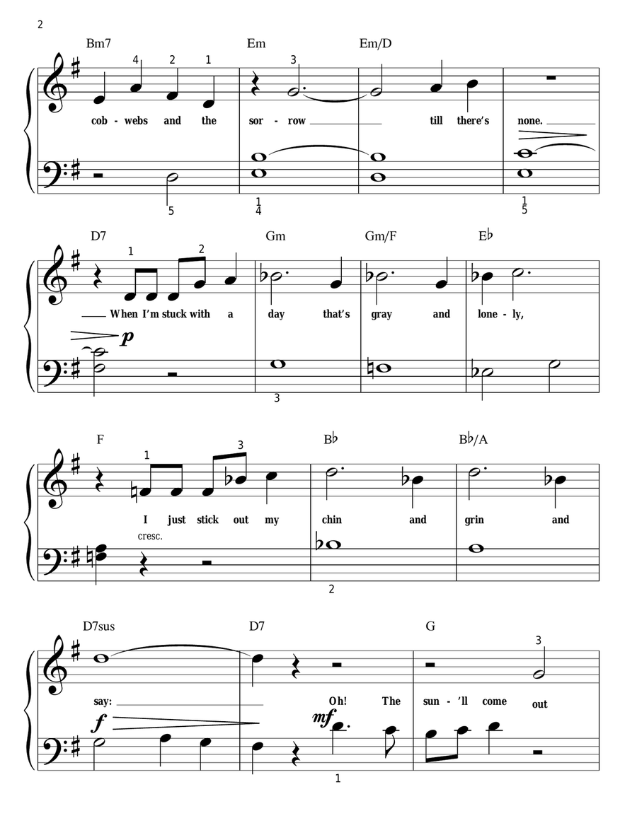 Tomorrow Tomorrow Easy Piano scores gallery preview page 2