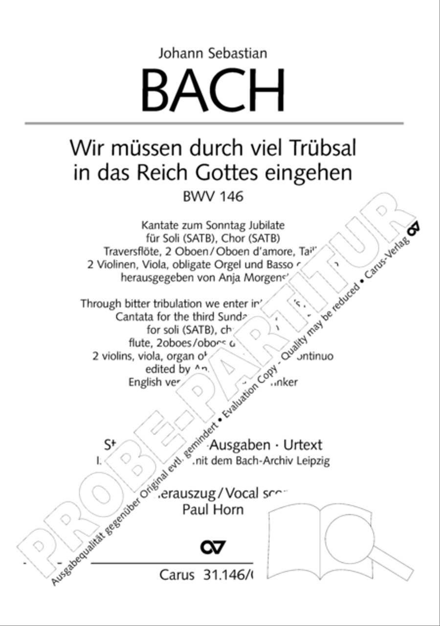Through bitter tribulation we enter into God's kingdom (Wir mussen durch viel Trubsal in das Reich Gottes eingehen) 4-Part scores gallery preview page 2