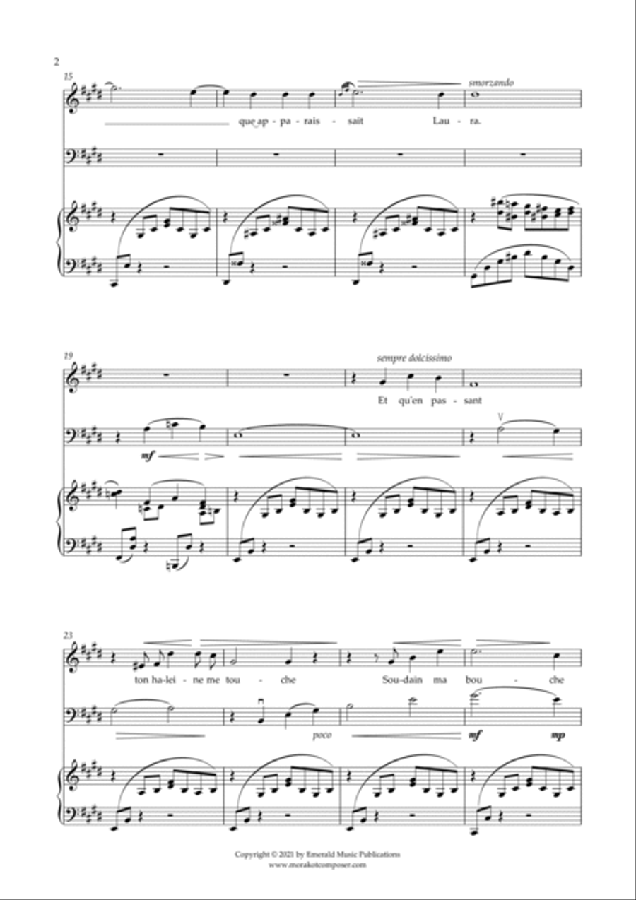 Oh! Quand Je Dors for Soprano, Double Bass and Piano Large Ensemble scores gallery preview page 3