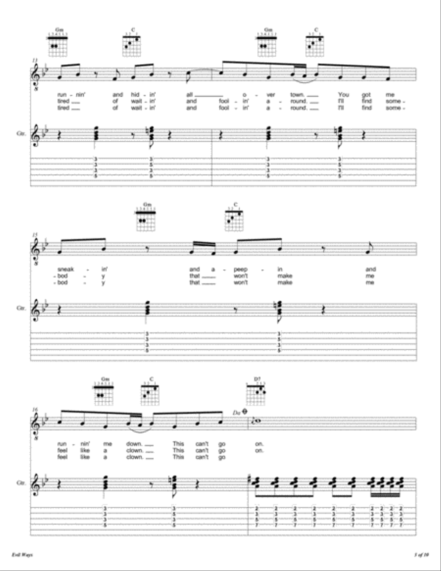 Evil Ways Electric Guitar scores gallery preview page 4
