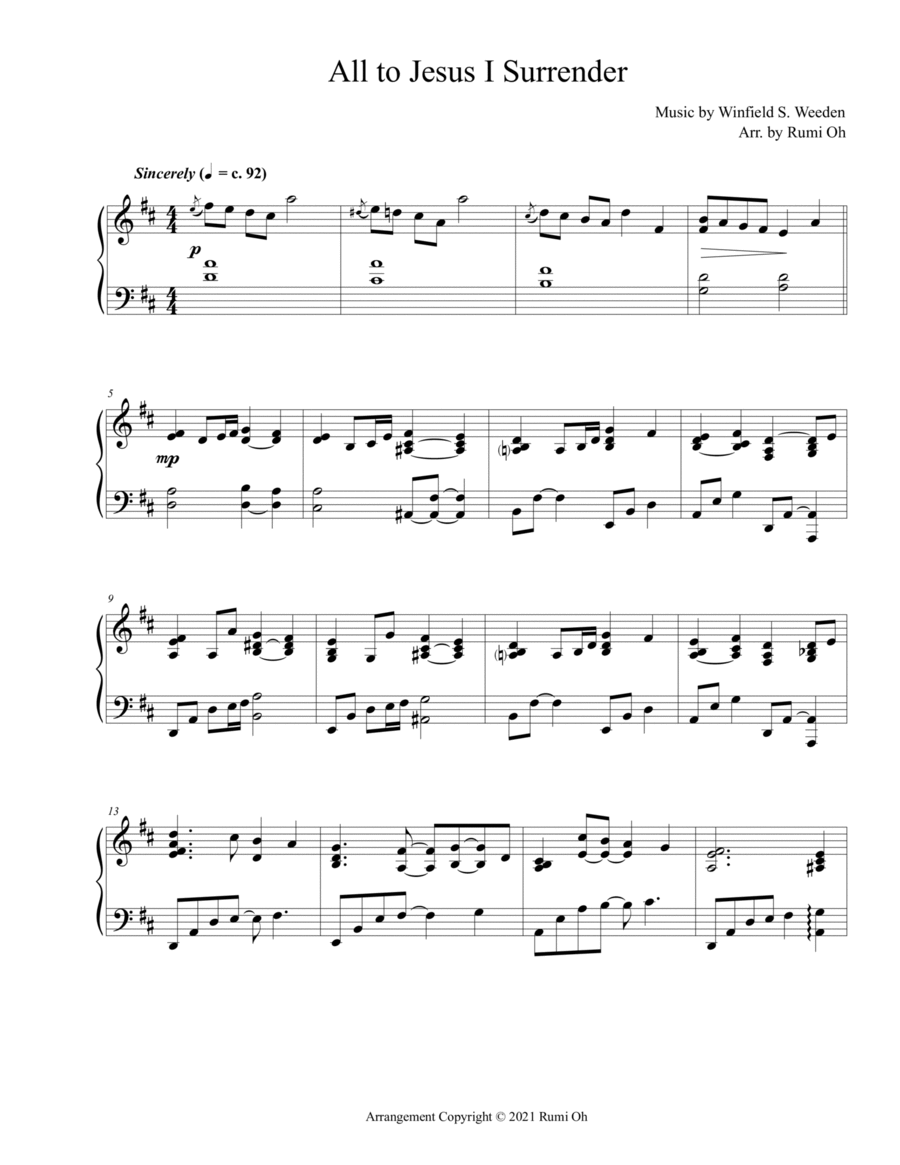 All to Jesus I Surrender (Hymn Arrangement for Advanced Solo Piano in "Father's Love") image number null