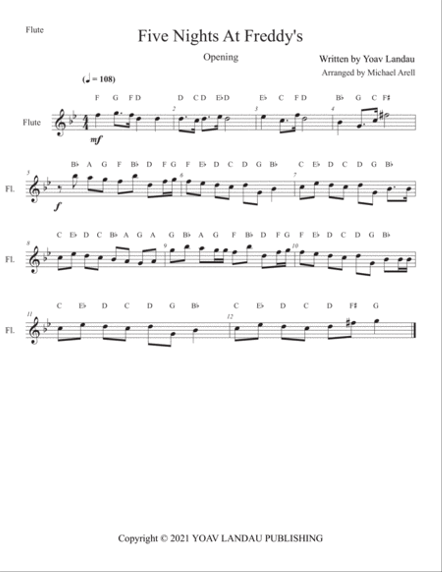 Five Nights At Freddy's Flute Solo scores gallery preview page 2