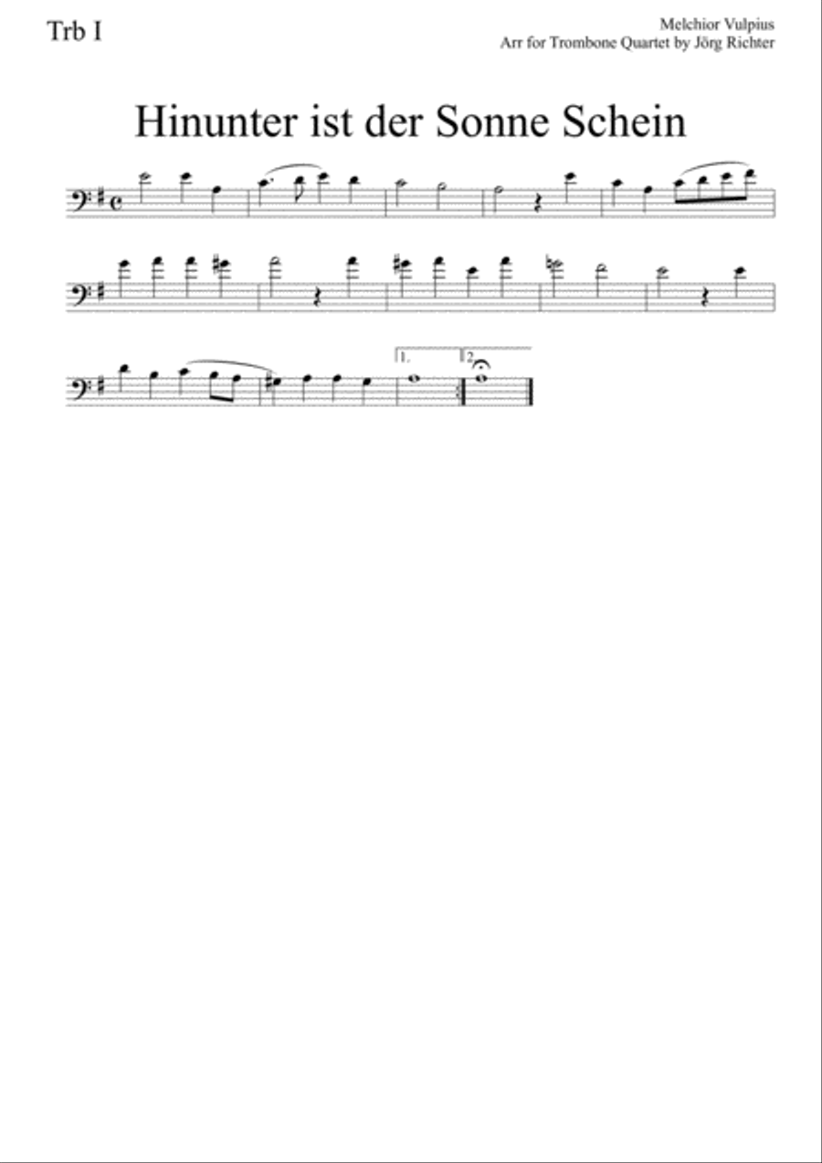 Hinunter ist der Sonne Schein for Trombone Quartet Brass Quartet scores gallery preview page 3