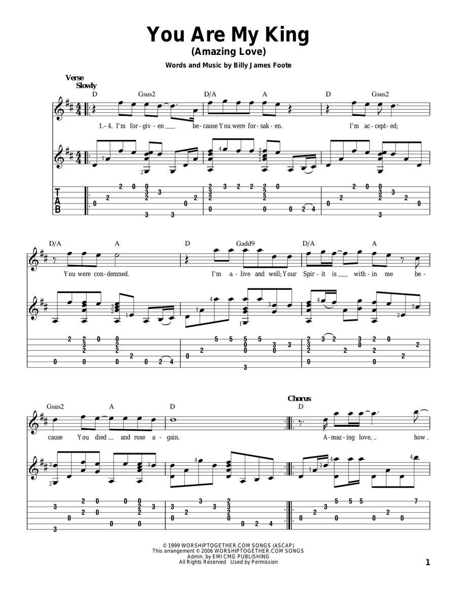 You Are My King (Amazing Love) Guitar Solo scores gallery preview page 1