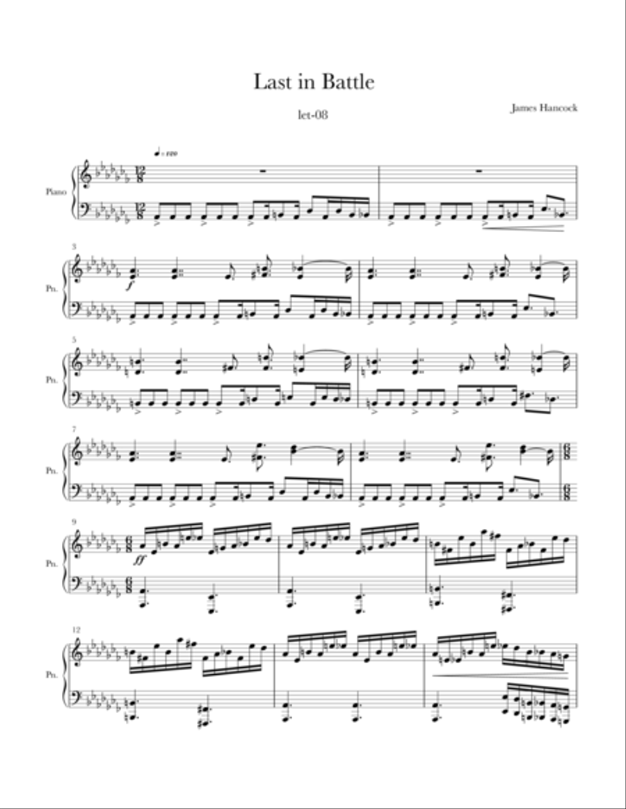 Last in Battle Piano Solo scores gallery preview page 1