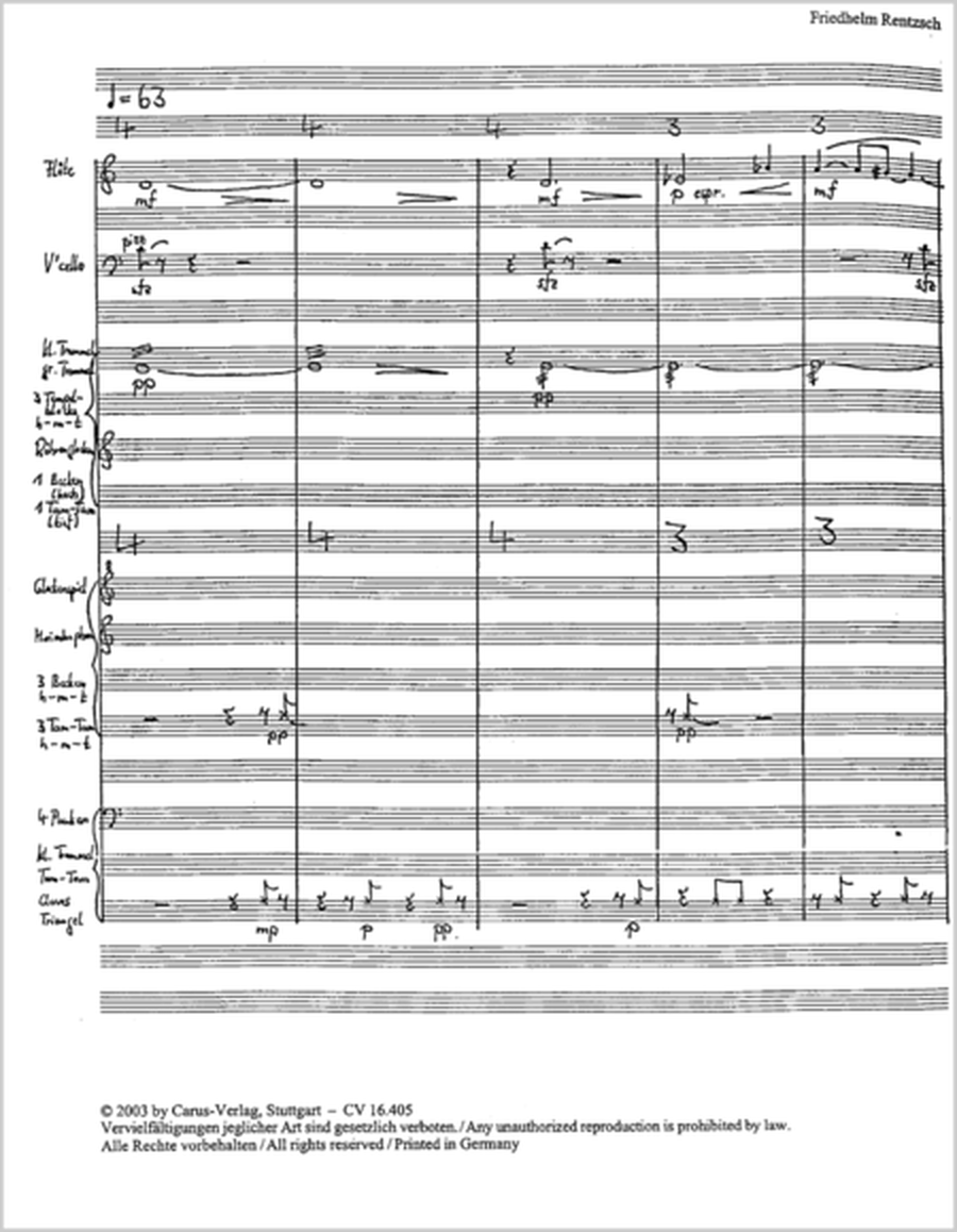 Composition for Flute, Violincello and Percussion (Komposition fur Flote, Violoncello und Schlagzeug)