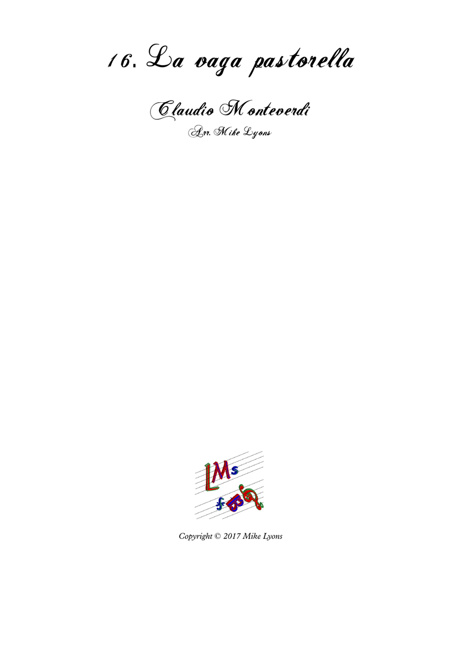 Monteverdi First Book of Madrigals - No 16. La Vaga Pastorella Brass Ensemble scores gallery preview page 1