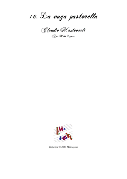 Monteverdi First Book of Madrigals - No 16. La Vaga Pastorella image number null