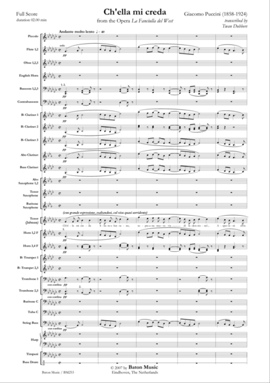 Ch'ella mi creda Concert Band scores gallery preview page 2