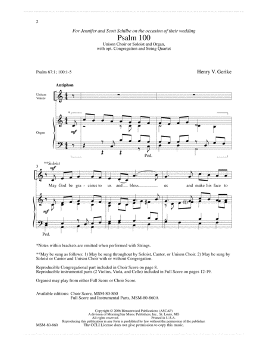 Psalm 100 Unison Choir scores gallery preview page 2
