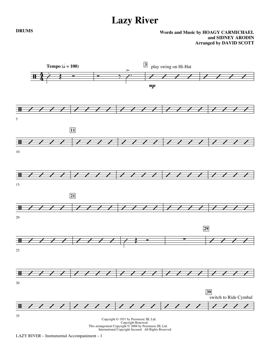 Lazy River - Drums Choir scores gallery preview page 1