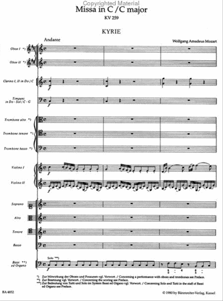 Missa C major, KV 259 'Organ Solo Mass'