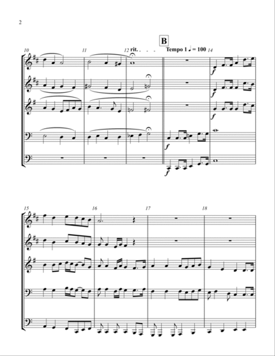 Up from the Grave He Arose (Low in the Grave He Lay) for Brass Quintet Brass Quintet scores gallery preview page 2