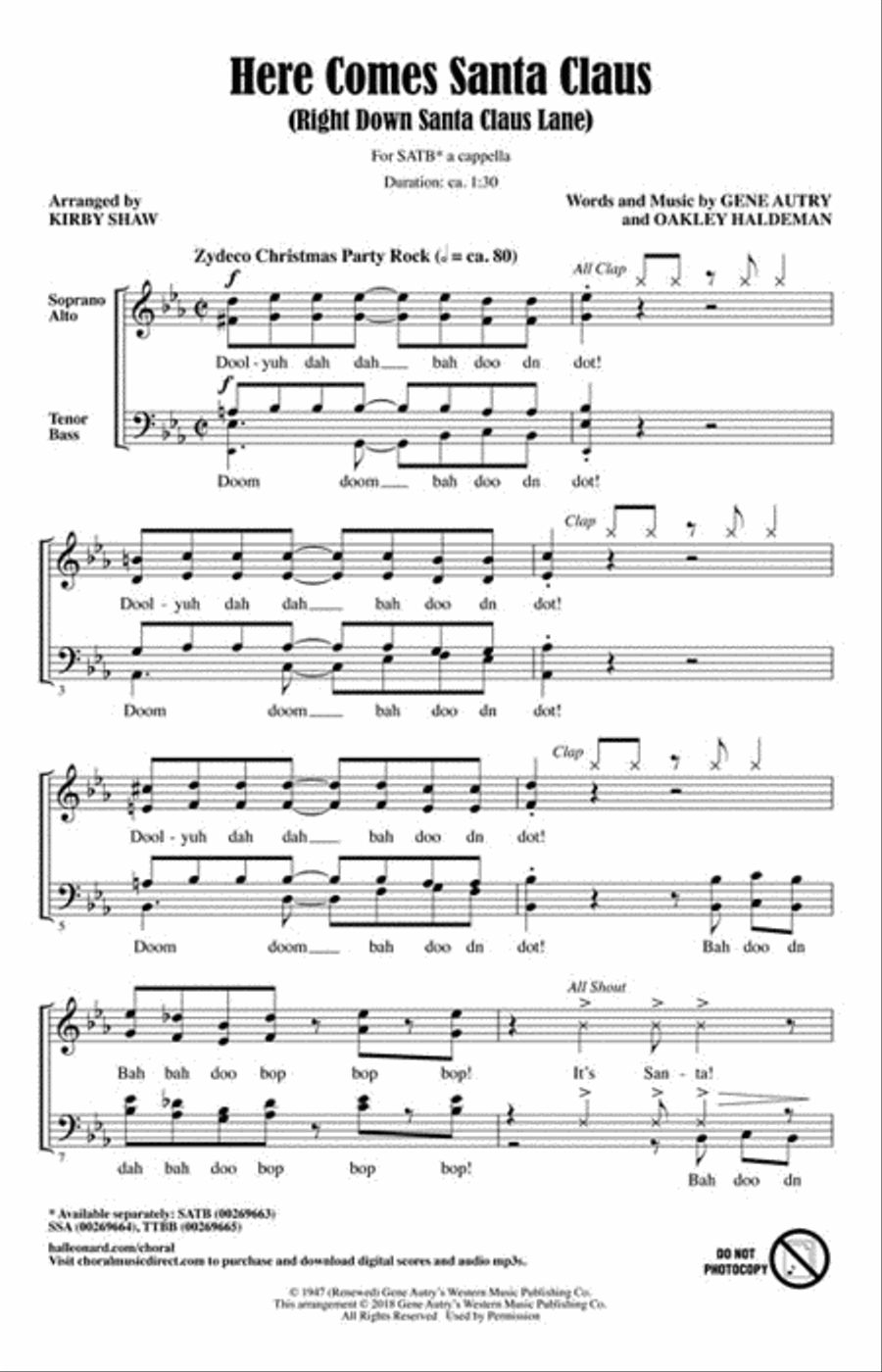 Here Comes Santa Claus Here Comes Santa Claus 4-Part scores gallery preview page 2