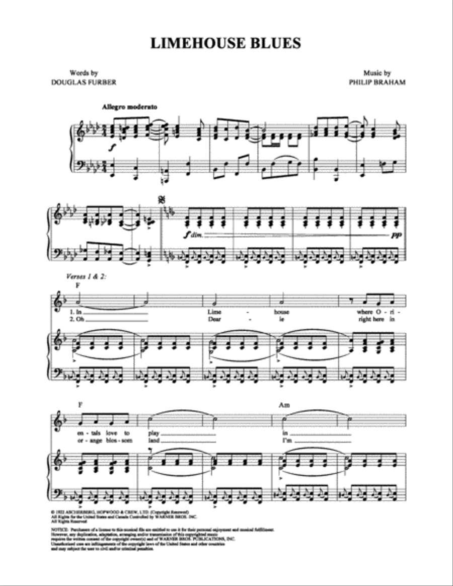 Limehouse Blues Piano, Vocal, Guitar scores gallery preview page 1