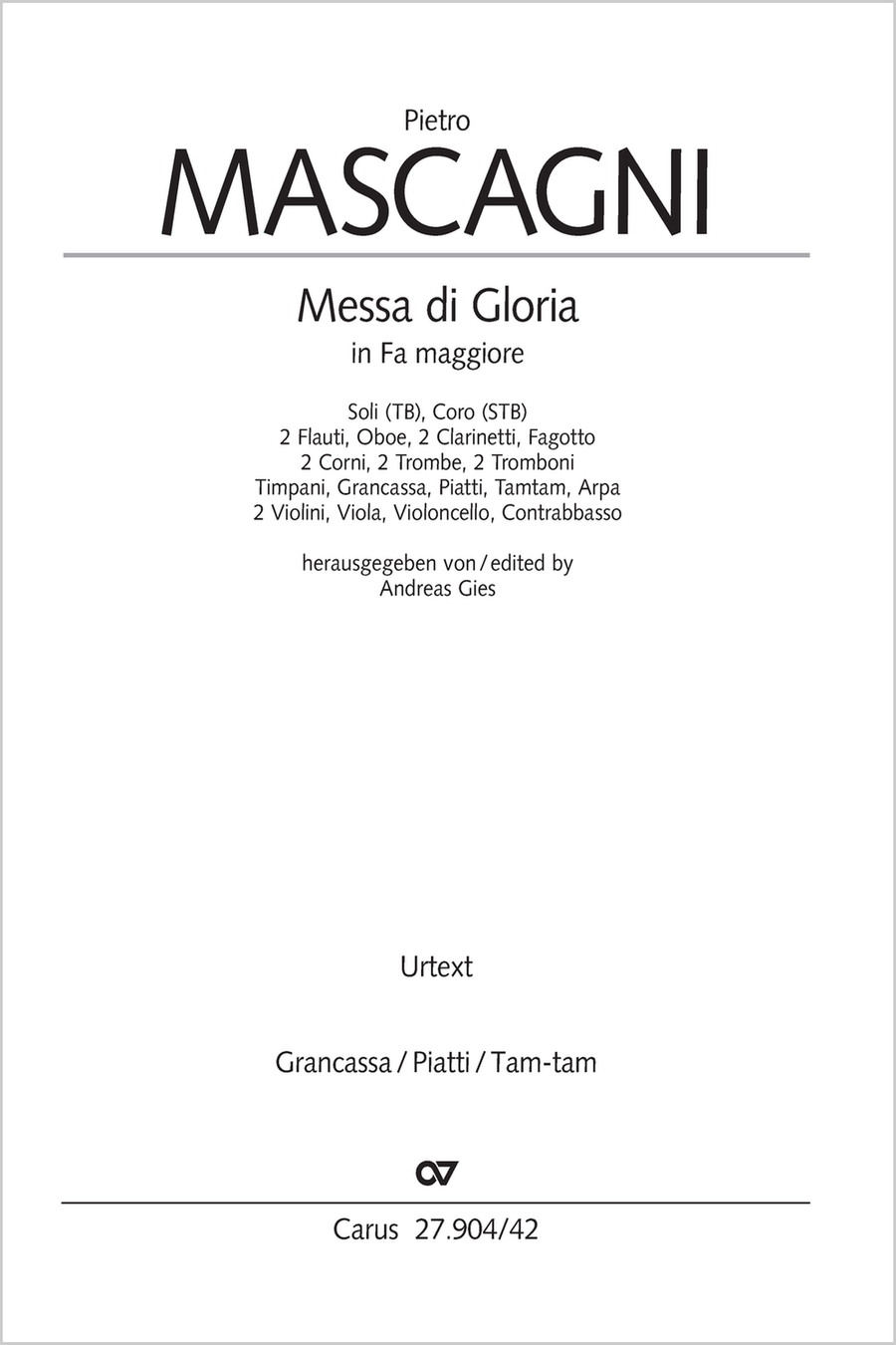 Messa di Gloria Messa di Gloria Percussion scores gallery preview page 1