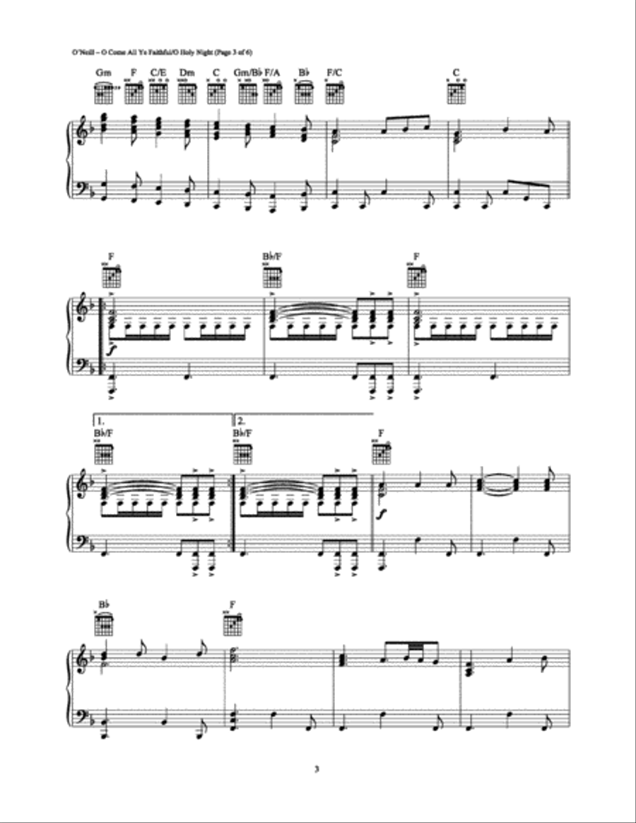 O Come, All Ye Faithful/O Holy Night Piano Solo scores gallery preview page 3