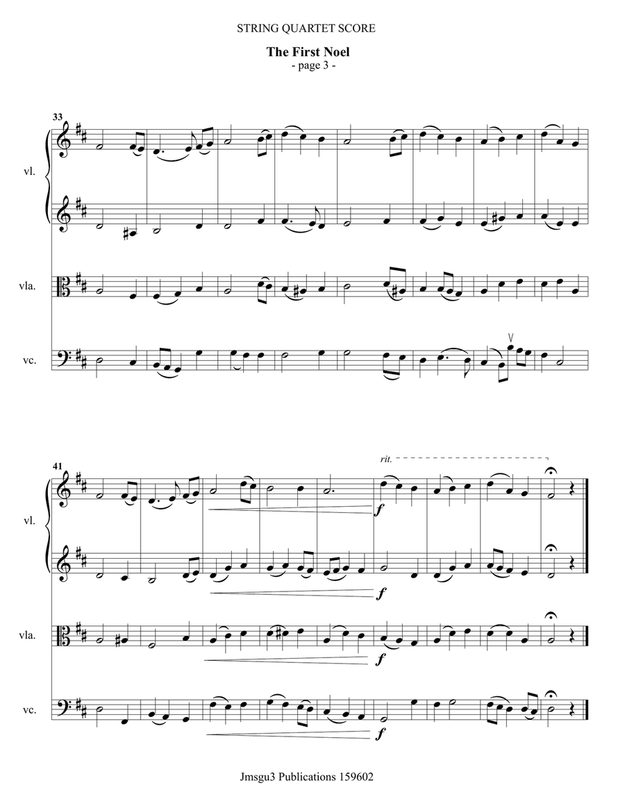 The First Noel for String Quartet String Quartet scores gallery preview page 3