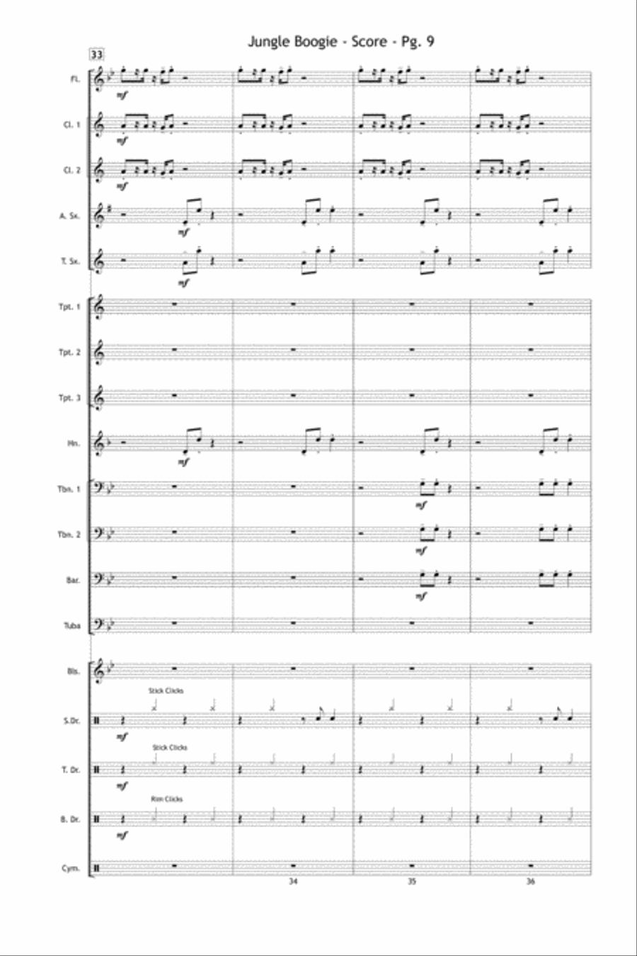 Jungle Boogie Jungle Boogie Marching Band scores gallery preview page 10
