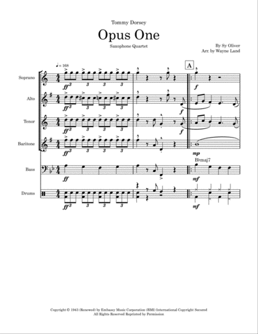 Opus One Saxophone Quartet scores gallery preview page 2