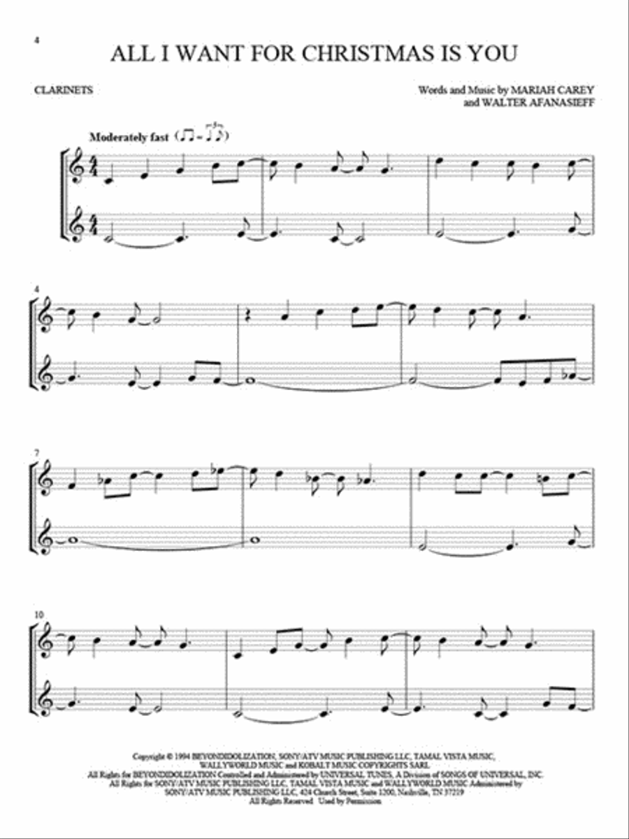 Christmas Hits for Two Clarinets Clarinet Duet scores gallery preview page 3