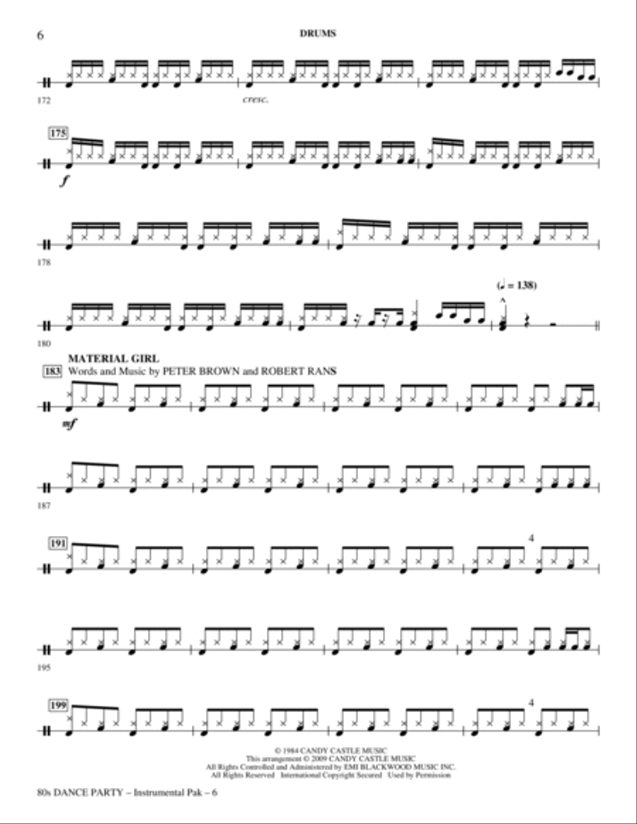 80s Dance Party (Medley) - Drums Choir scores gallery preview page 6