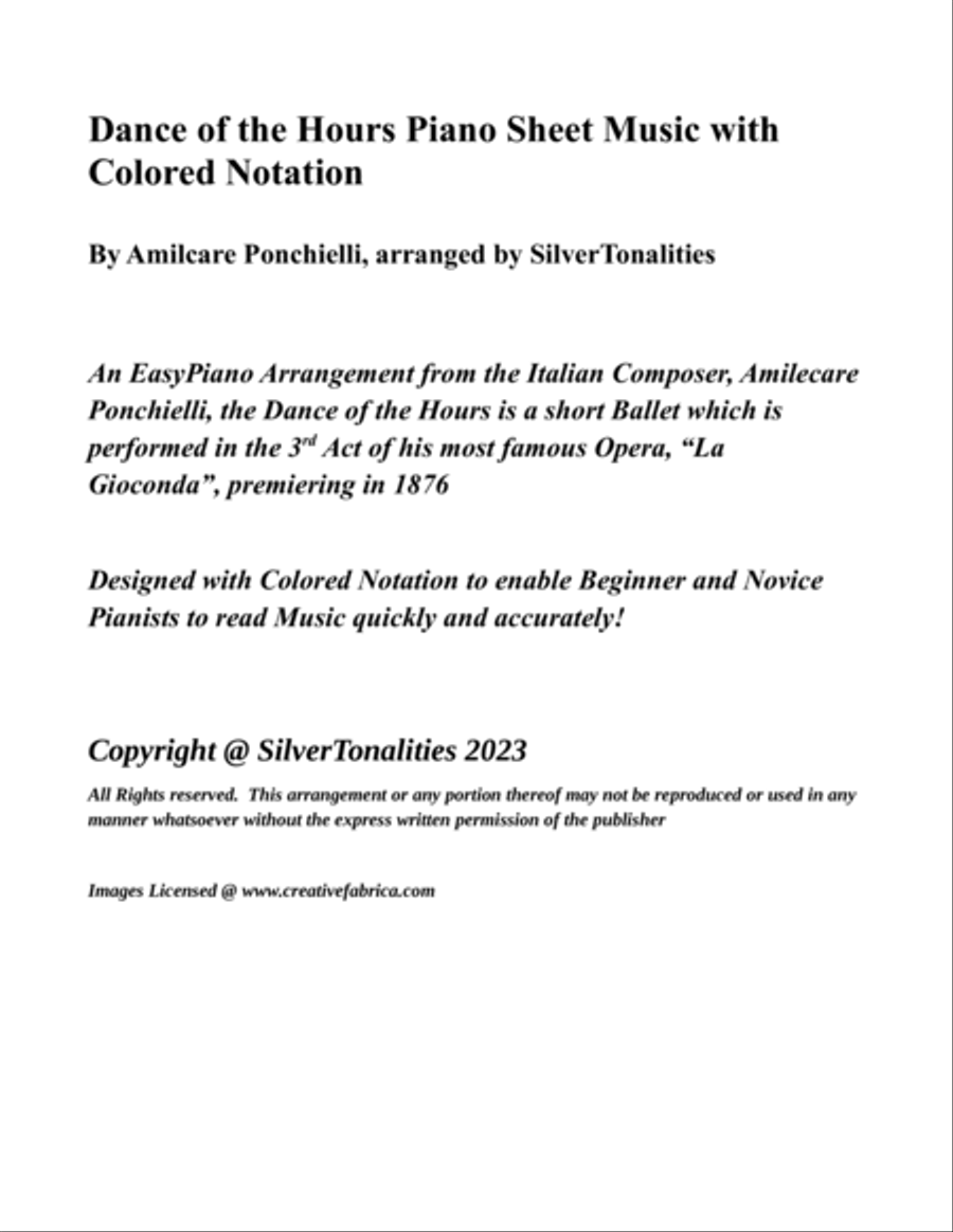 Dance of the Hours Easy Piano Sheet Music with Colored Notation Piano Method scores gallery preview page 2