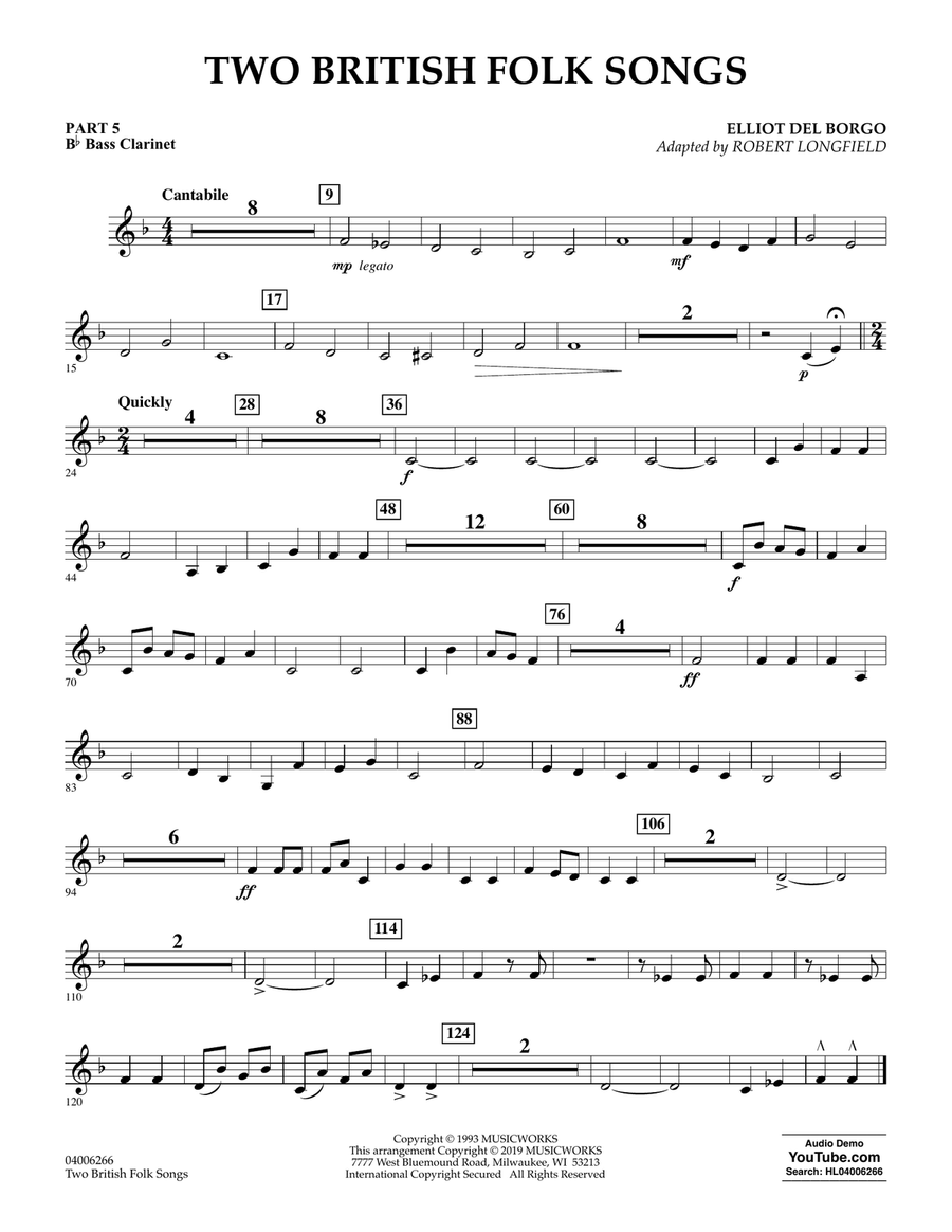 Two British Folk Songs (arr. Robert Longfield) - Pt.5 - Bb Bass Clarinet Concert Band scores gallery preview page 1