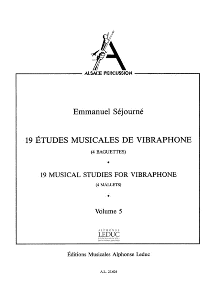 Emmanuel Sejourne - Dix-neuf Etudes Musicales De Vibraphone, Vol. 5 Vibraphone scores gallery preview page 1